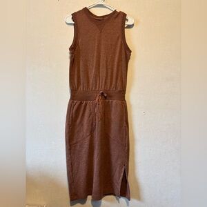 Prana | Sleeveless Brown Midi Dress | Size Small